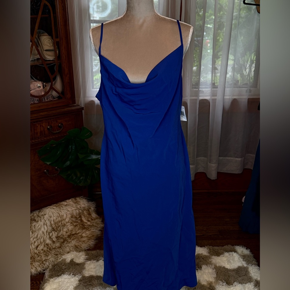 19 Cooper NWT Cowl Neck Blue Slip Dress